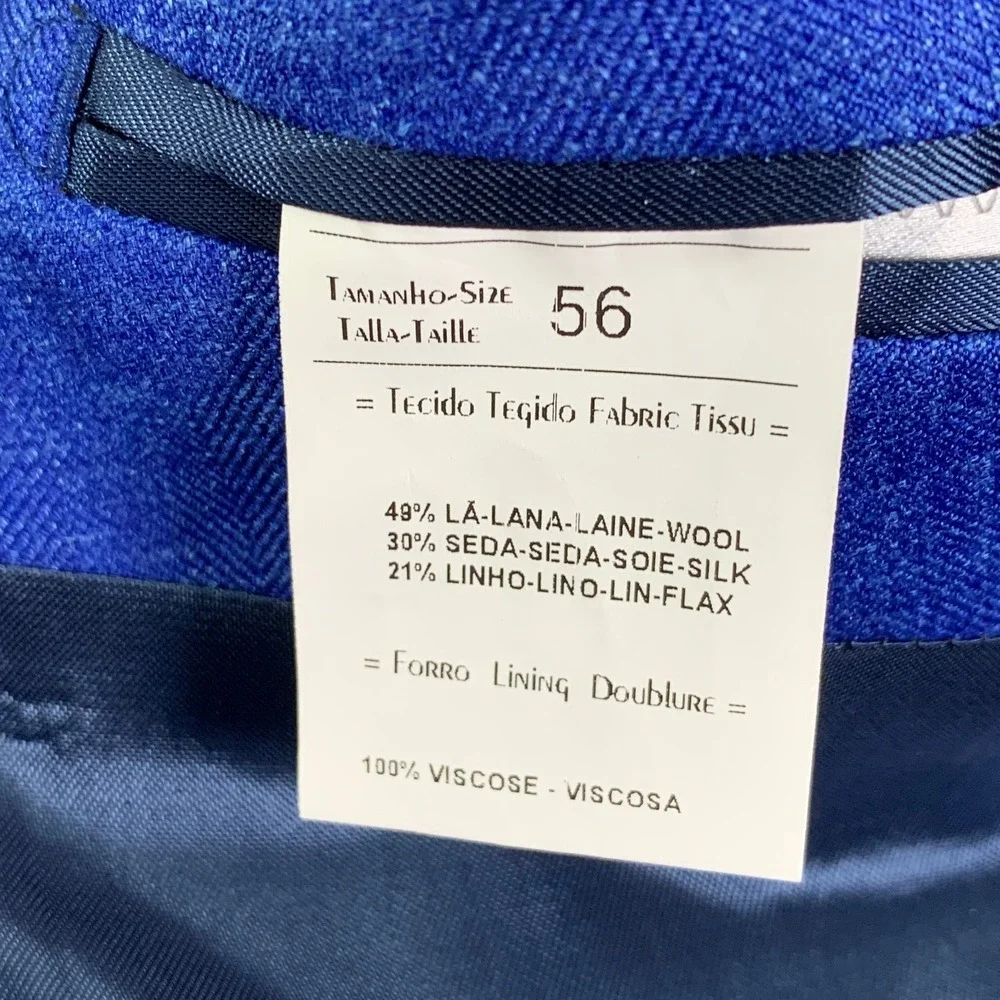 Loro Piana Suit Men 46R Blue Summertime Linen Silk 34x28 Double Breasted 2 Piece - Picture 6 of 16